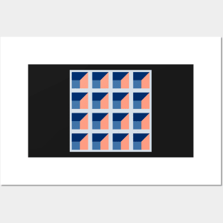 Box Squares Cobalt and Salmon Pink Posters and Art